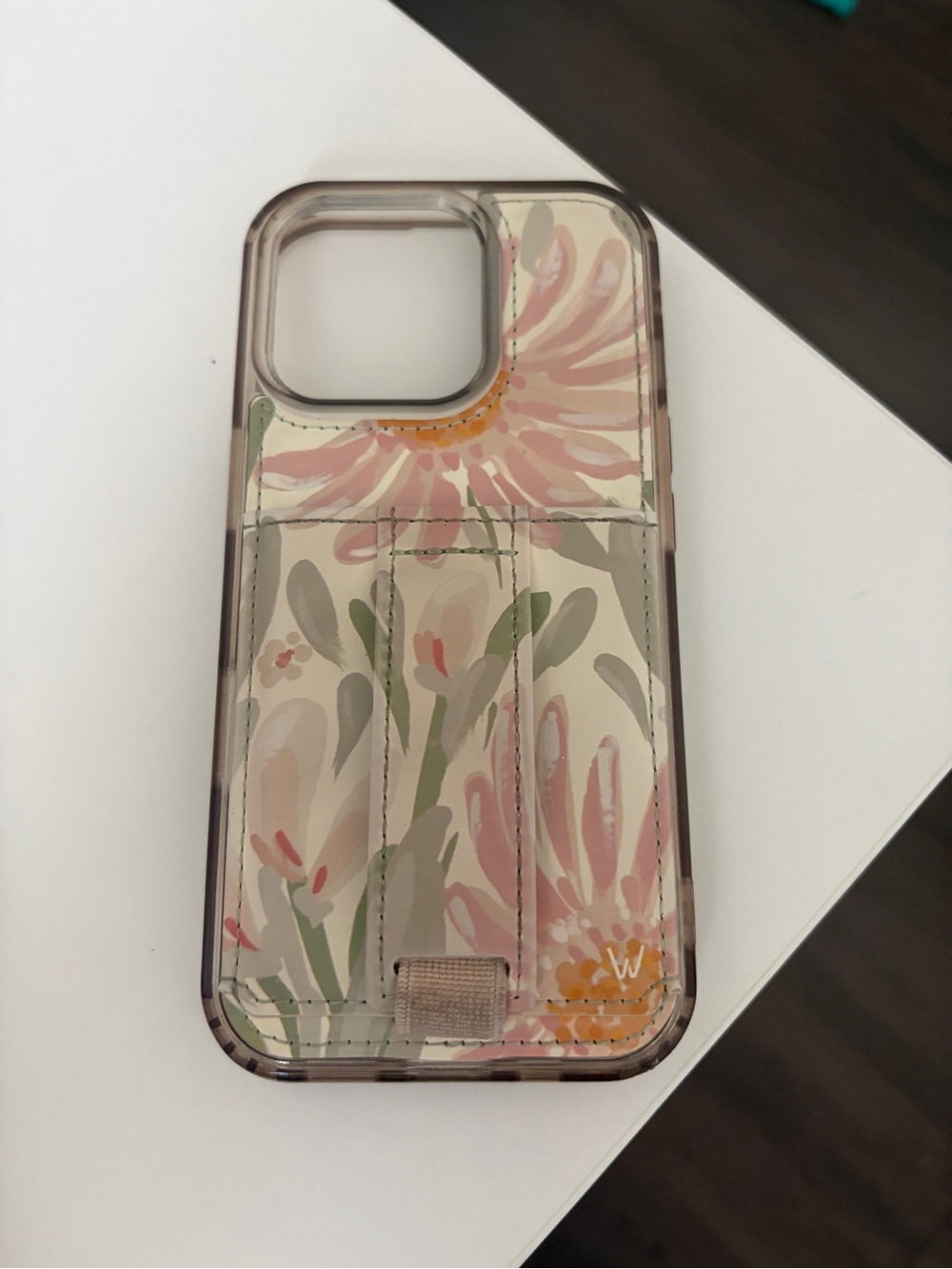 Walli Case Floral Pink Cardholder Phone Case for iPhone 16 Pro